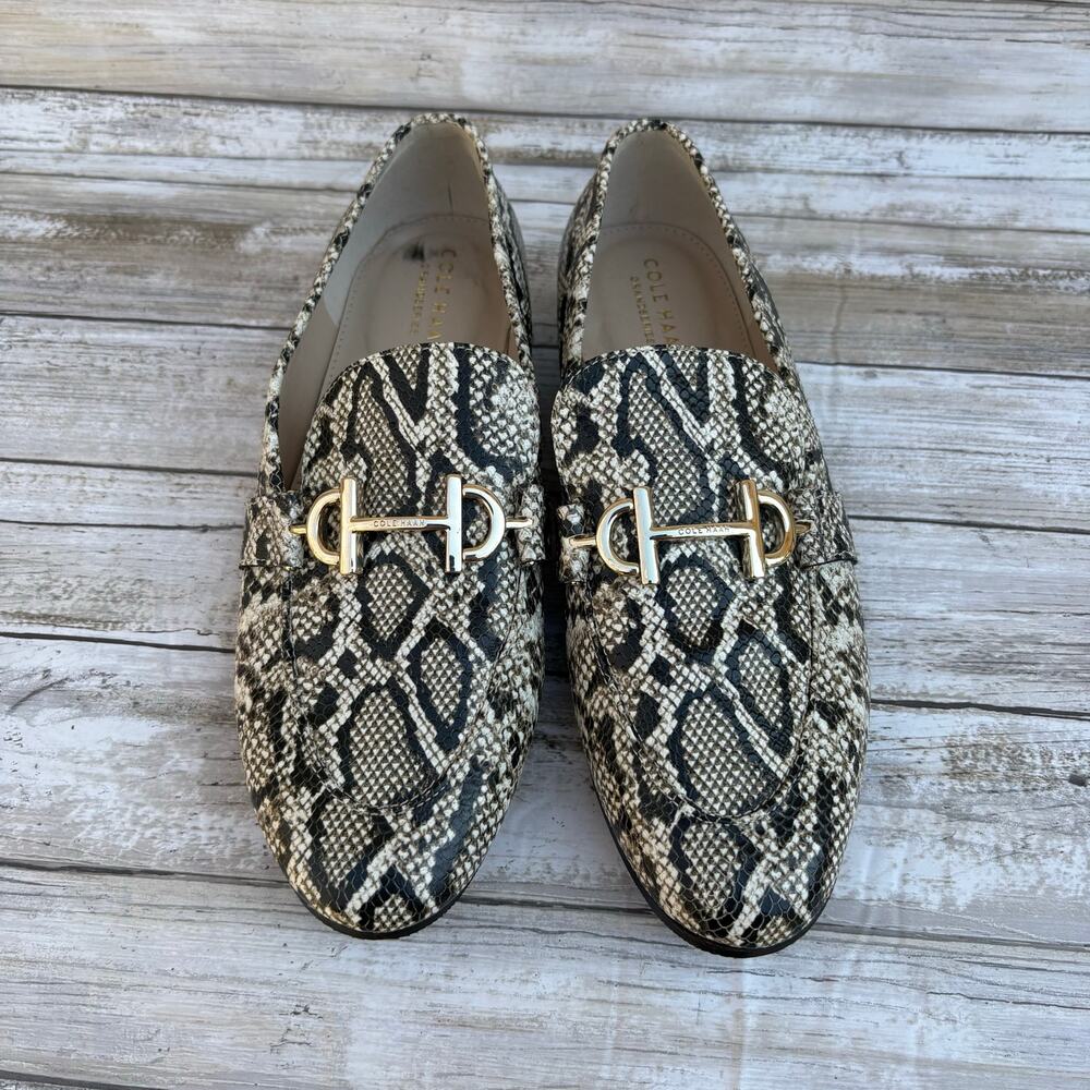 Cole Haan Leather Horse Bit Loafers Sz 8B Python Reptile Embossed‎ Maximalist - Picture 2 of 12